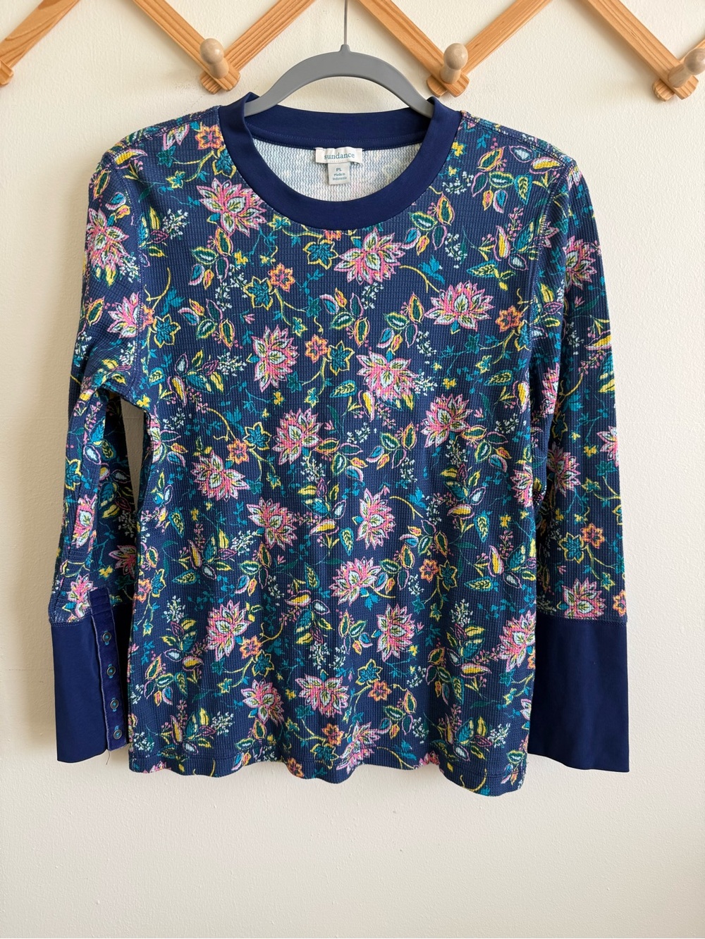 Sundance floral waffle knit thermal long sleeve top
